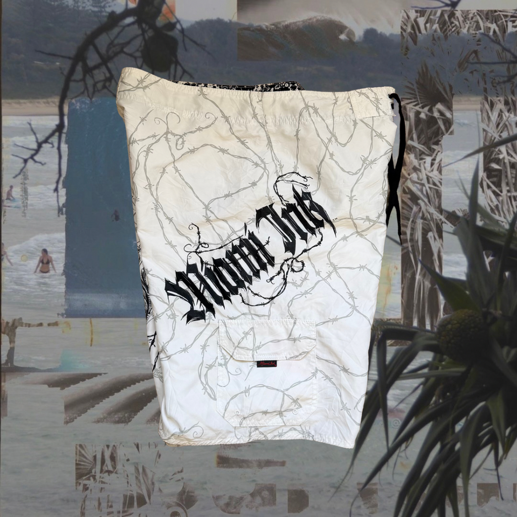MMA Elite X Miami Ink white skull vintage boardies