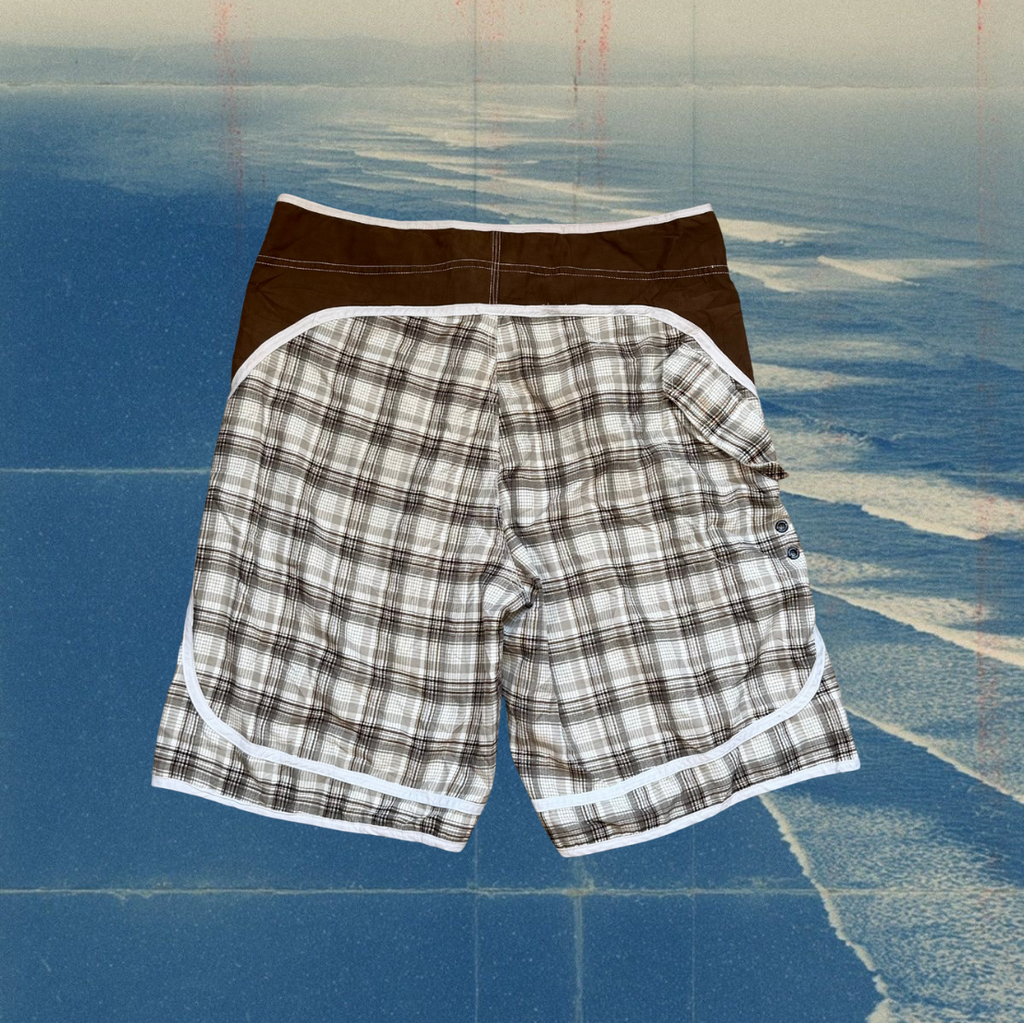 Billabong brown checkered vintage boardies