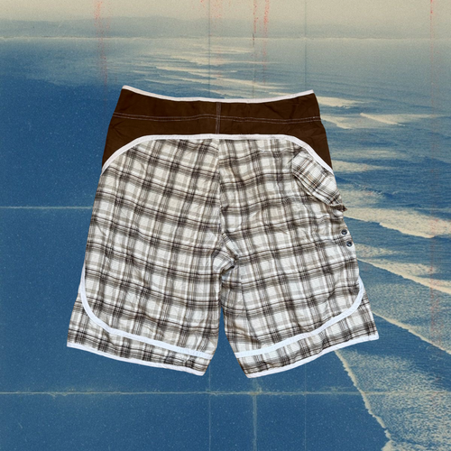 Billabong brown checkered vintage boardies