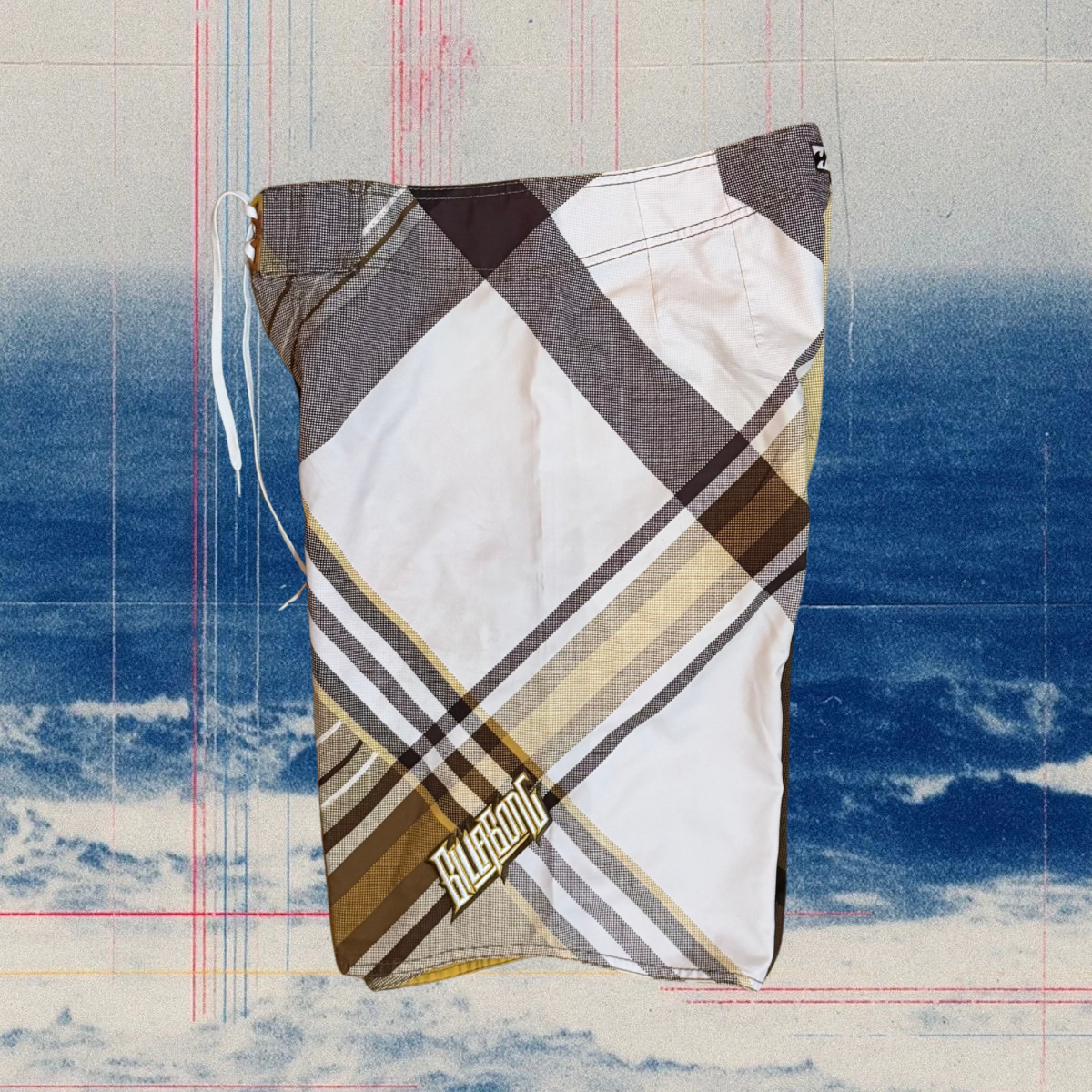 Billabong brown/yellow checkered vintage boardies
