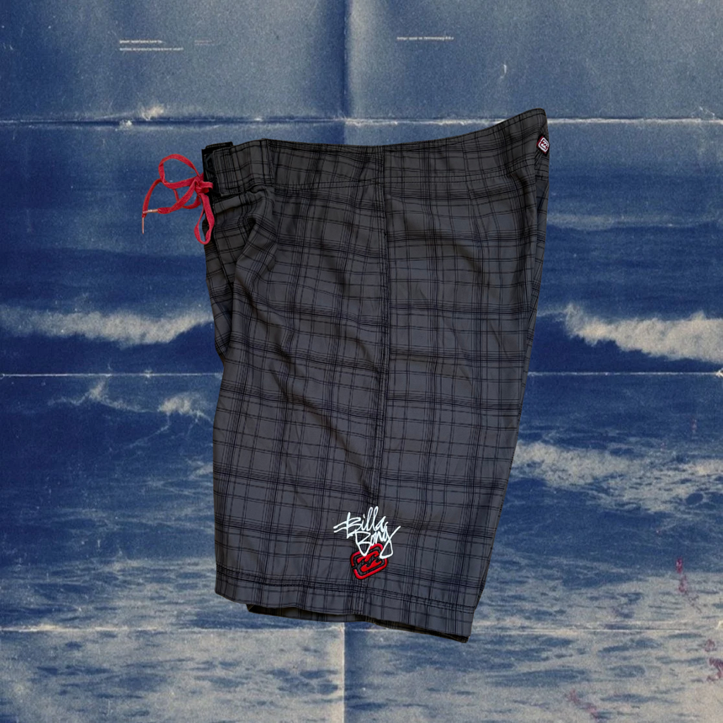 Billabong checkered gray vintage boardies
