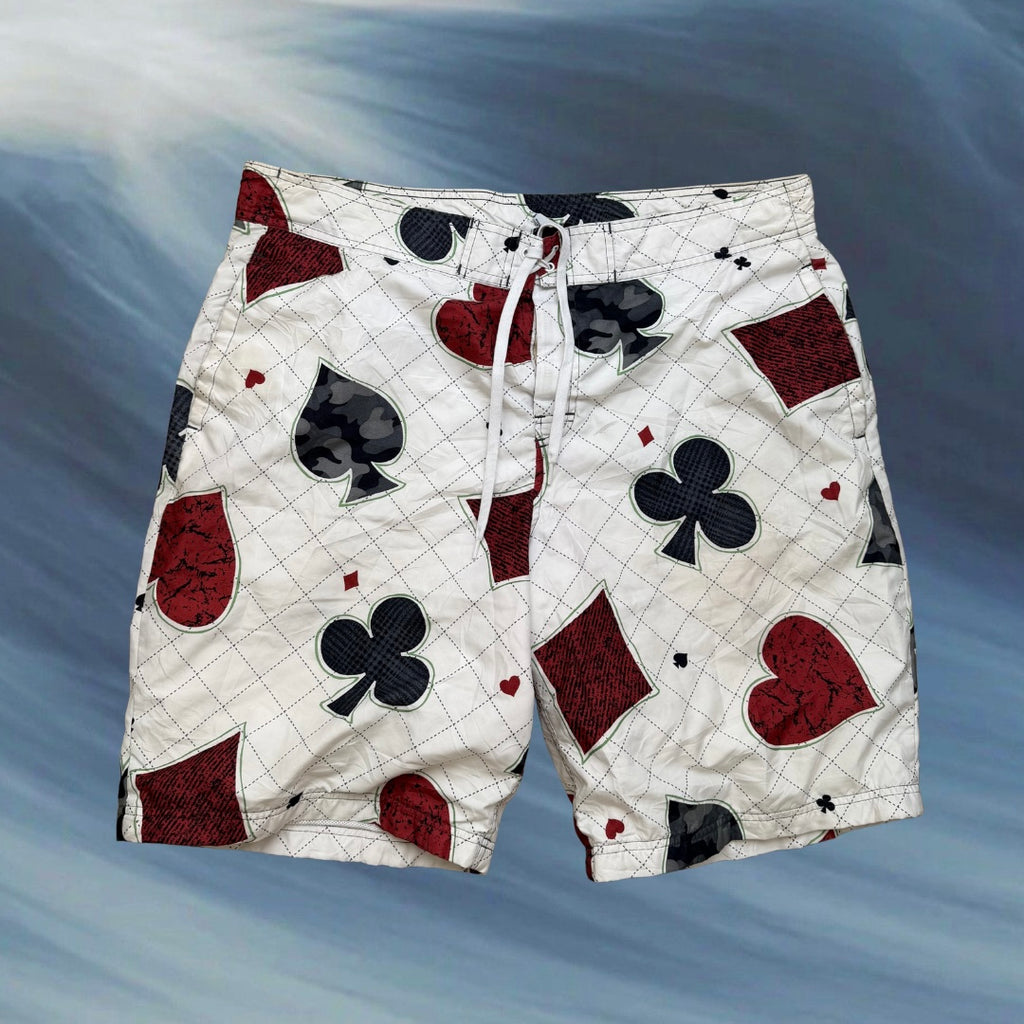 Old Navy cards print vintage boardies